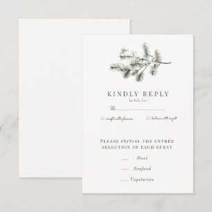 Pine Branch   Winter Forest Wedding RSVP Card
