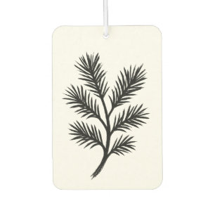 Pine Branch – Winter Ink Brush Illustration on Car Air Freshener