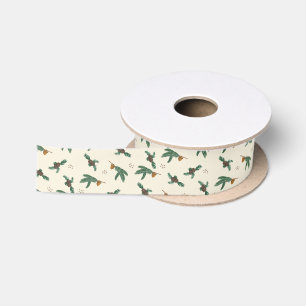 Pine branches and acorns satin ribbon