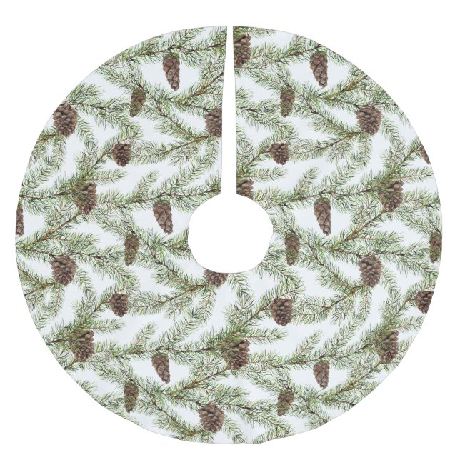 Pine branches and cones Christmas, New Year Brushed Polyester Tree Skirt (Front)