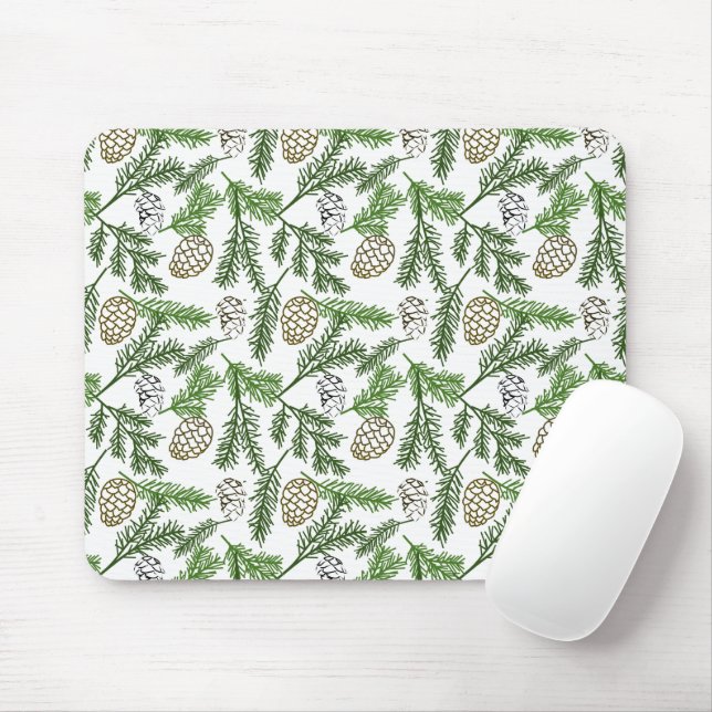 Pine Branches Mouse Pad (With Mouse)