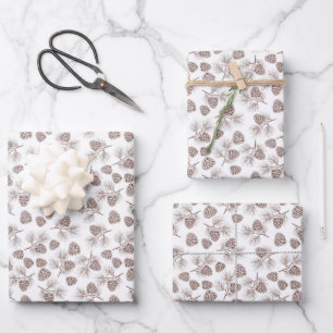 Pine Branches Pine Cone Rustic  Wrapping Paper Sheet