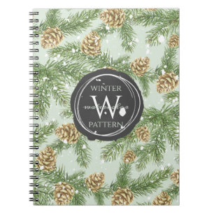 Pine Branches & Pine Cones Watercolor Pattern Notebook