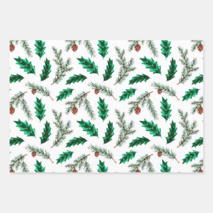 Pine Branches Wrapping Paper Sheet