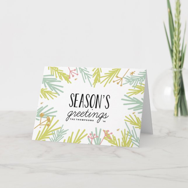 Pine Burst Holiday Greeting Card (Front)