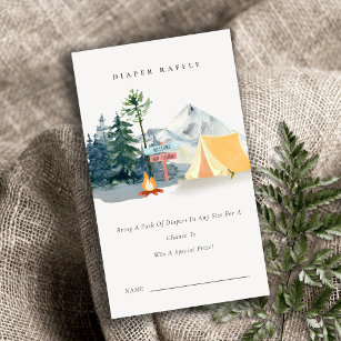 Pine Camping Mountain Diaper Raffle Baby Shower Enclosure Card