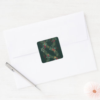 Pine, Cedar & Holly Christmas Square Sticker