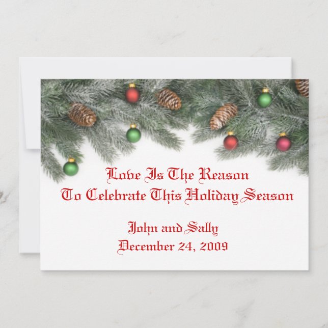 Pine Christmas Ornament Wedding Invitations (Front)
