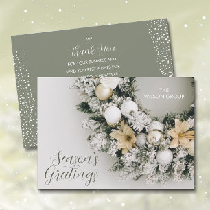 Pine Christmas Wreath Business Thank You Holiday Card