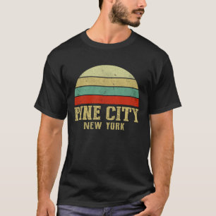 PINE-CITY NEW-YORK Vintage Retro Sunset T-Shirt