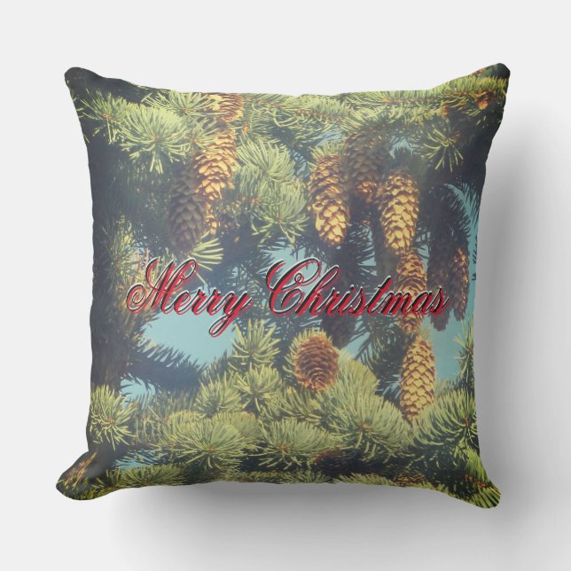 PINE COMB Christmas large outdoor throw pillow  (Front)