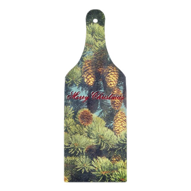 PINE COMB Christmas wine glass cutting board (Front)