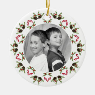 Pine cone and berries mandala photo ornament