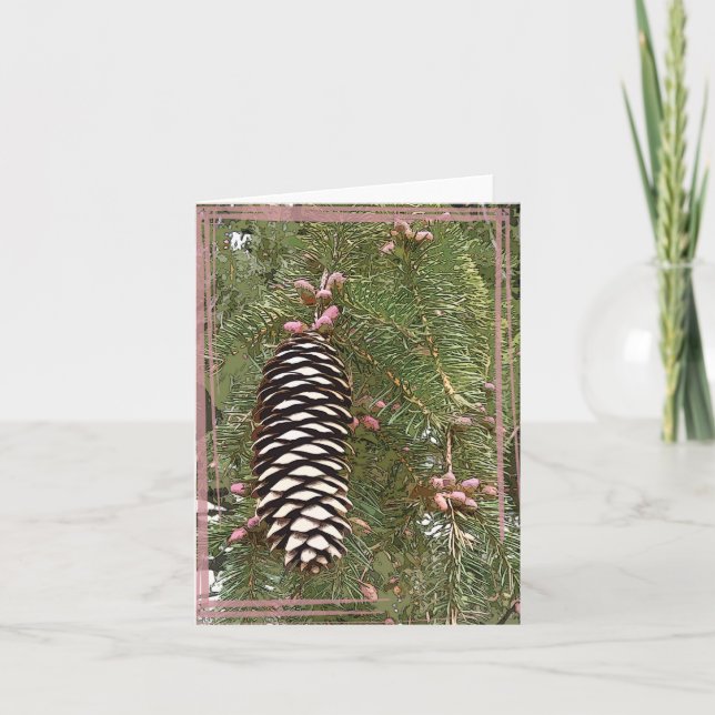 Pine Cone & Berries Holiday Card (Front)