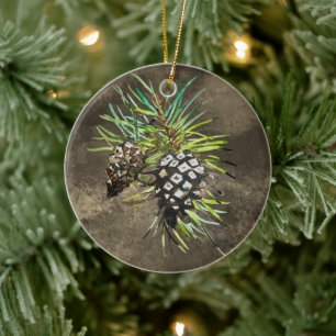 pine cone ceramic tree decoration
