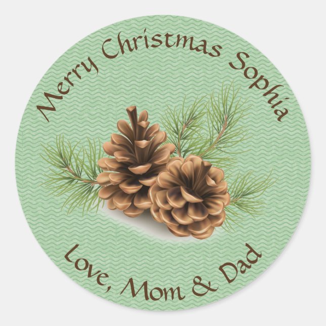 Pine Cone Design Sticker Label (Front)