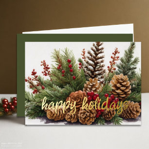 Pine Cone Evergreen Red Berries Rustic