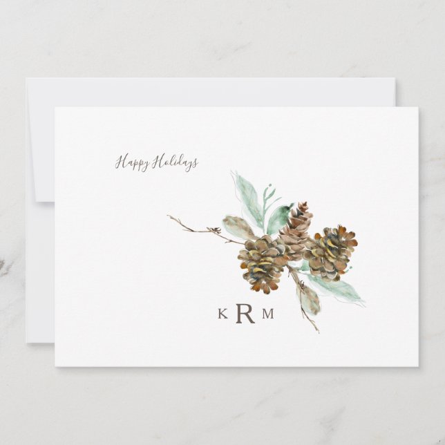  Pine Cone Foliage Holiday Monogram Photo (Front)