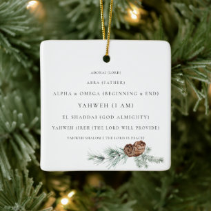 Pine Cone Foliage The Names of God Christian Ceramic Ornament