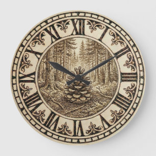 Pine Cone Forest Wall Clock 
