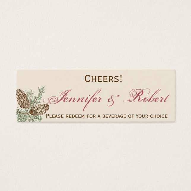 Pine Cone Nature on Cream Drink Ticket (Front)