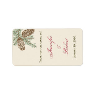 Pine Cone Nature on Cream Wedding Lip Balm Sticker