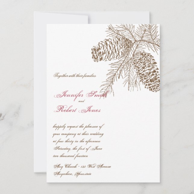 Pine Cone Nature Wedding Invitation (Front)