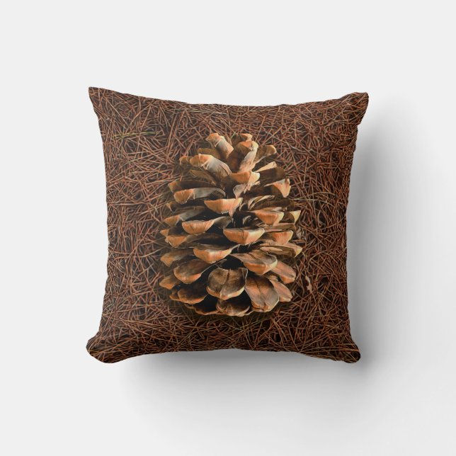 Pine Cone On Fallen Needles Cushion (Front)
