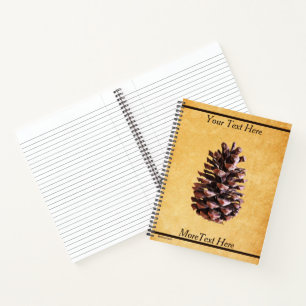 Pine Cone On Vintage Paper Notebook