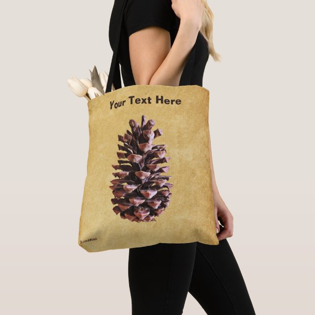 Pine Cone On Vintage Paper Tote Bag (Close Up)