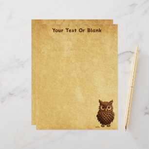 Pine Cone Owl Custom Letterhead