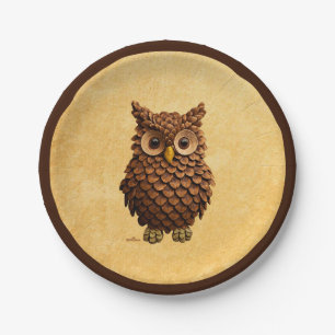 Pine Cone Owl Paper Plate