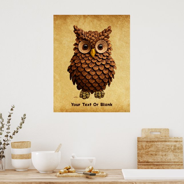 Pine Cone Owl Poster (Kitchen)