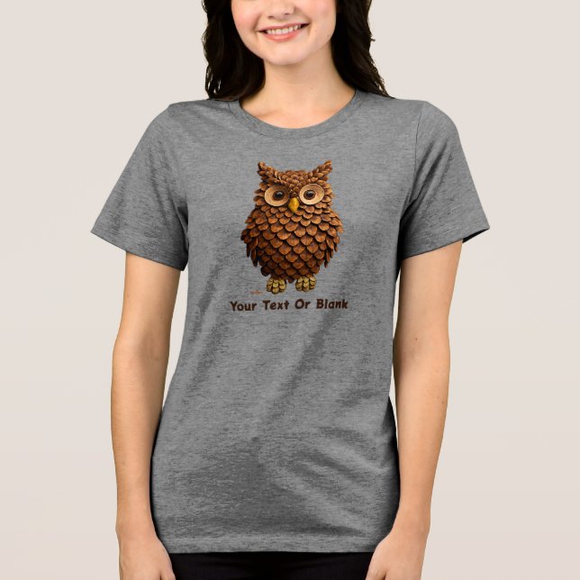 Pine Cone Owl Tri-Blend Shirt (Front)