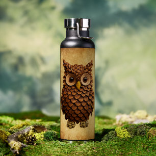 Pine Cone Owl Water Bottle