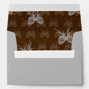Pine Cone Rustic Silver and Brown Envelopes