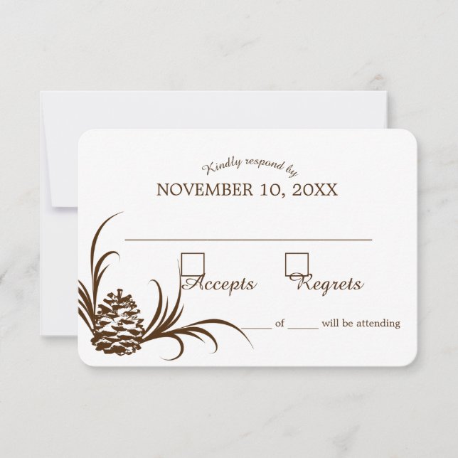 Pine Cone Silhouette Wedding Response Card (Front)