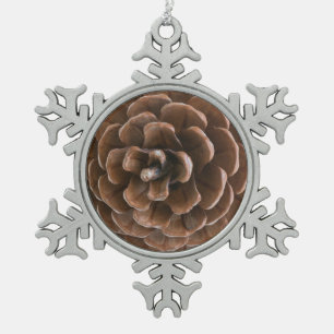 Pine cone snowflake pewter christmas ornament