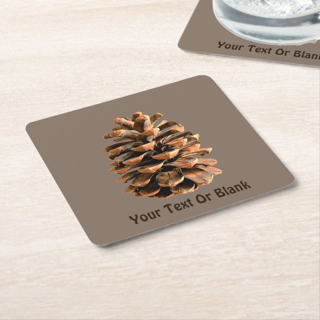 Pine Cone Square Paper Coaster (Angled)