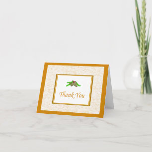 Pine Cone Thank You Card With Gold Border