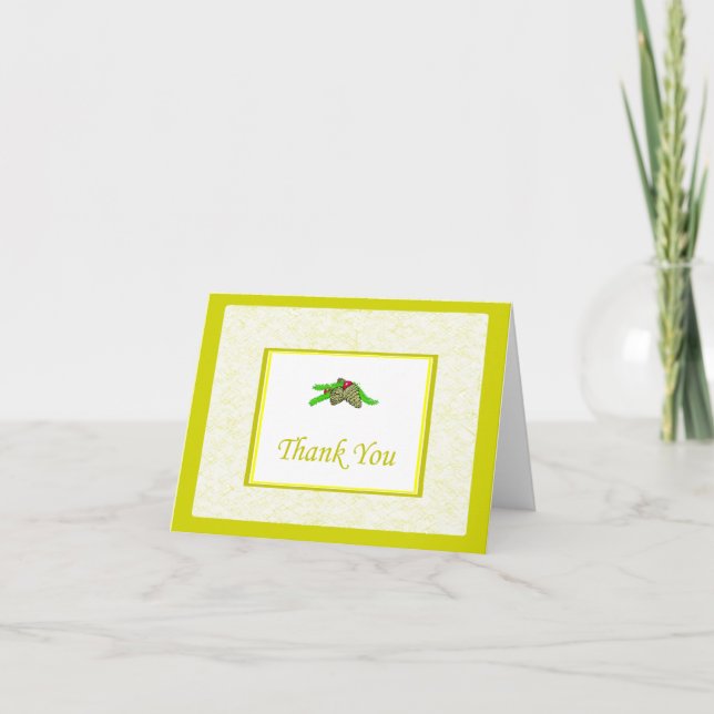 Pine Cone Thank You Card With Yellow Border (Front)
