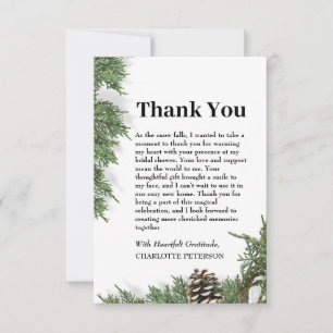 Pine Cone Winter Bridal Shower Thank You Card