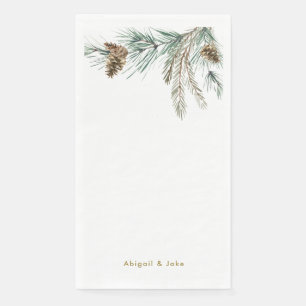 Pine Cone Winter Foliage Personalised Holiday Napkin