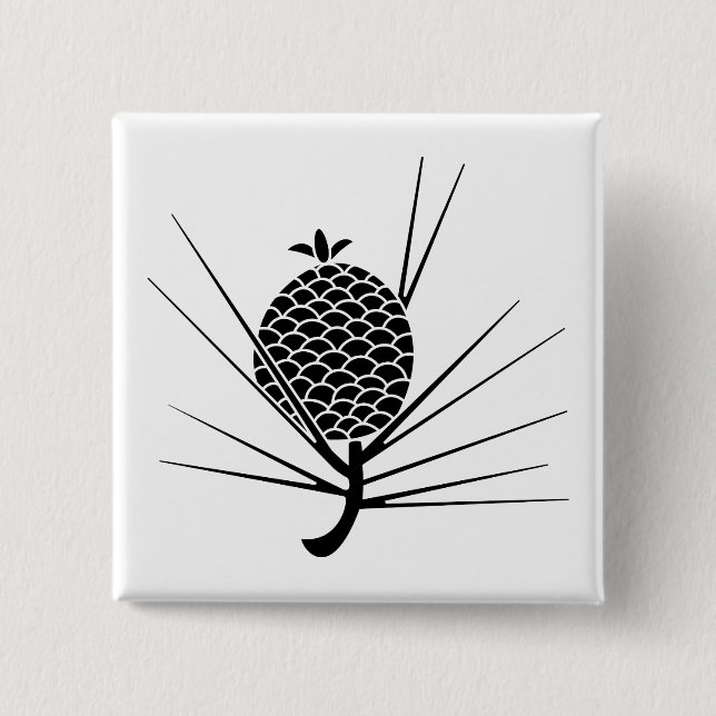 Pine cone with needles 15 cm square badge (Front)