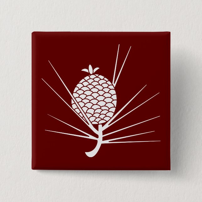 Pine cone with needles 15 cm square badge (Front)