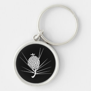 Pine cone with needles key ring