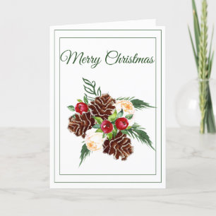 Pine Cones and Berries Holiday Greeting Card