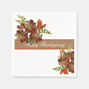 Pine Cones and Berries Thanksgiving Napkin