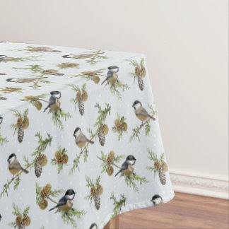 Pine cones and birds Christmas pattern Tablecloth