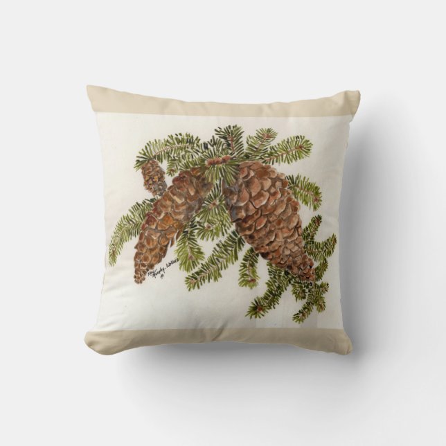 Pine cones and branches cushion (Front)